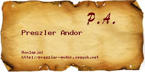 Preszler Andor névjegykártya